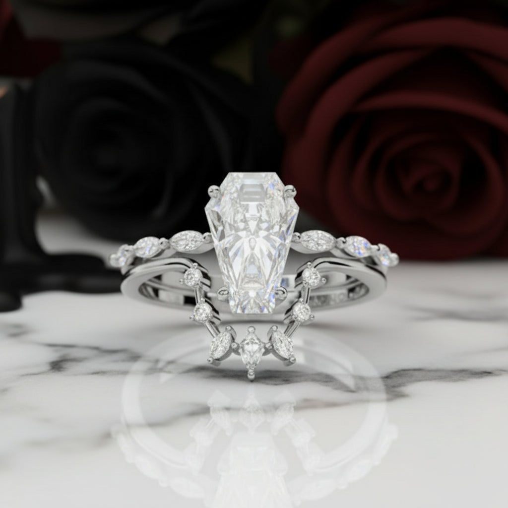 Devoted To You - Limited Coffin Cut Diamond Gothic Ring Set