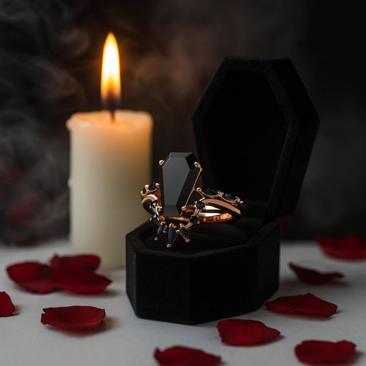 Devoted To You- Limited Coffin Cut Diamond Gothic Ring Set