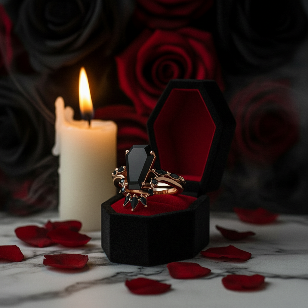 Devoted To You - Limited Coffin Cut Diamond Gothic Ring Set