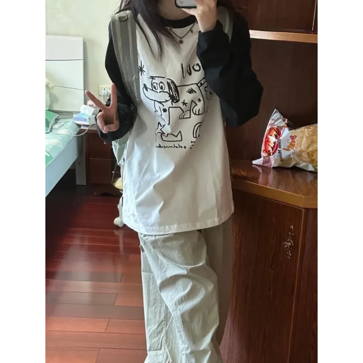 Doodle Delight Layered Tee – Quirky Sketch Art Oversized Tee