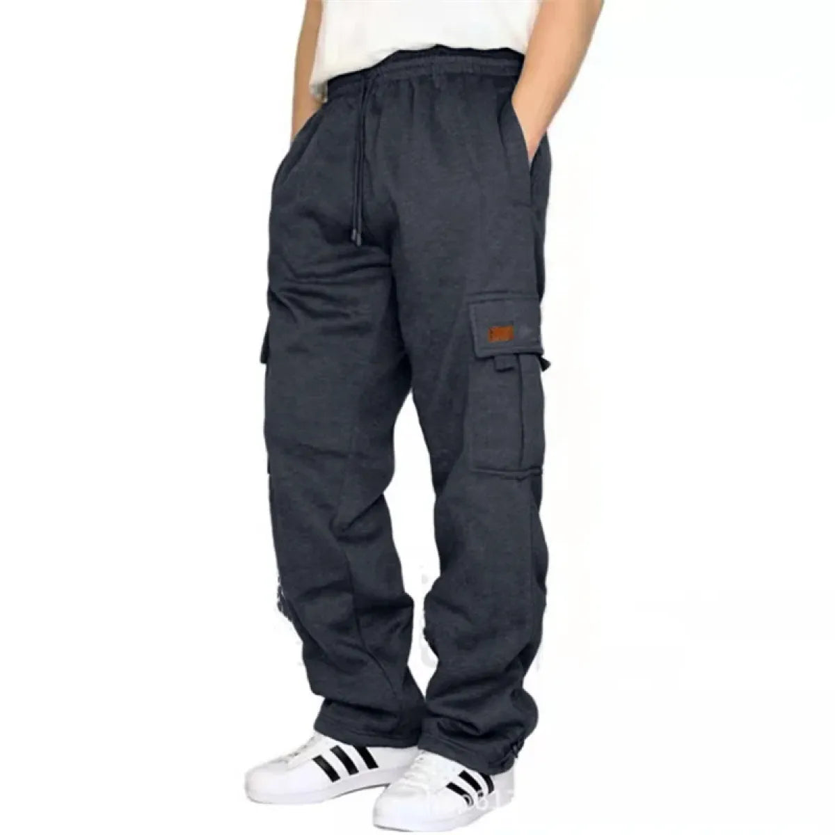 Men's Drawstring Cargo Pants – Loose Fit Wide-Leg Sweatpants