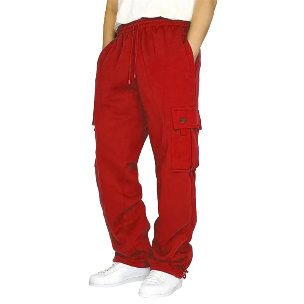Men's Drawstring Cargo Pants – Loose Fit Wide-Leg Sweatpants