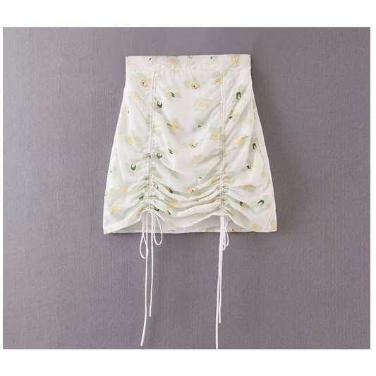 Drawstring Mini Skirt