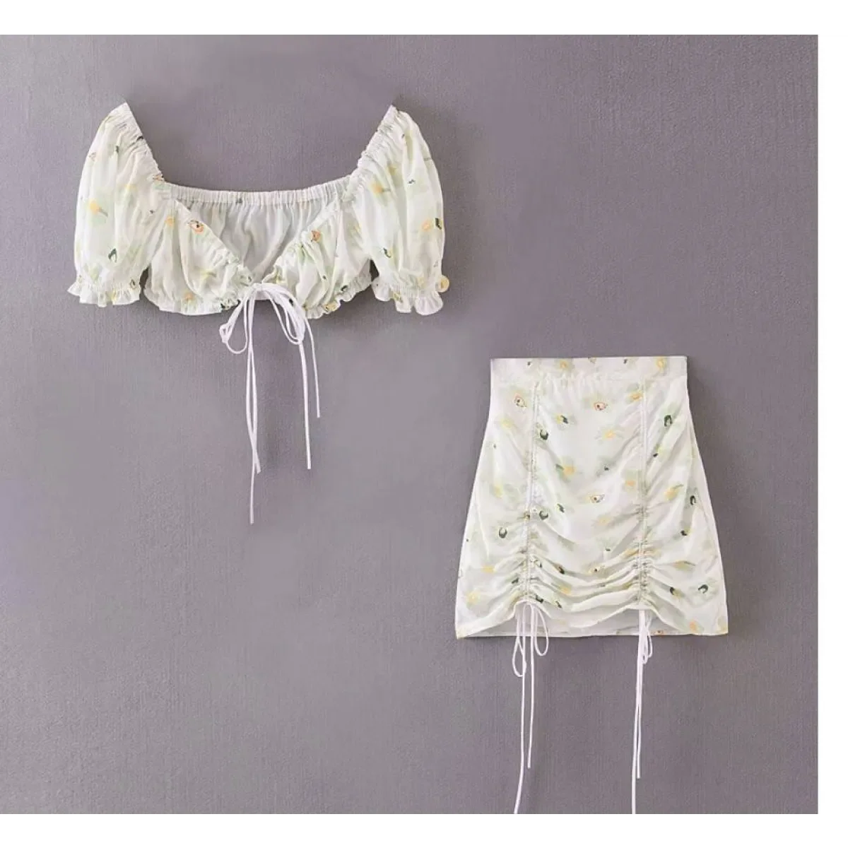 Drawstring Mini Skirt