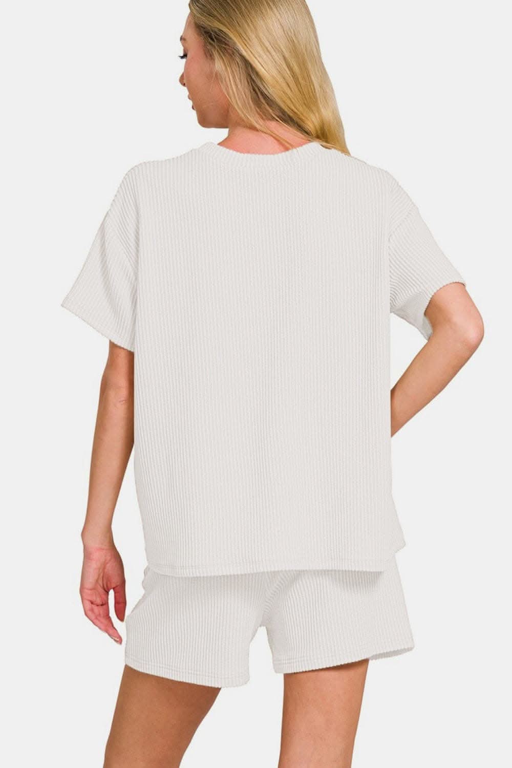 Zenana ribbed t-shirt and shorts set