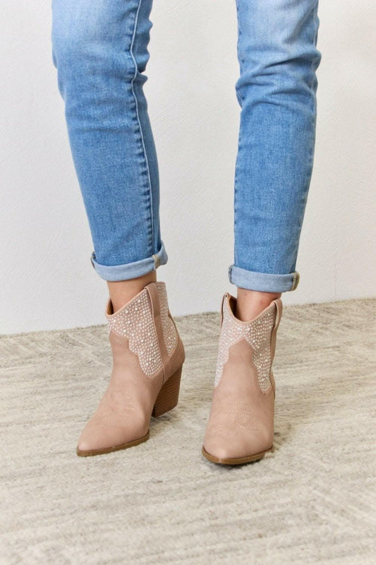 Glamorous Rhinestone Cowgirl Booties - High Fashion Footwear by East Lion Corp
