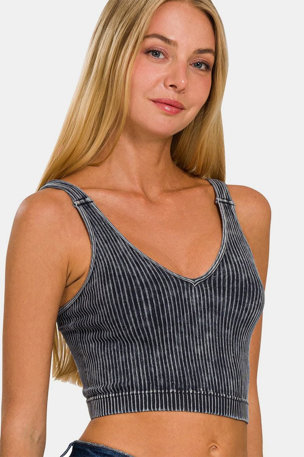 Zenana cropped v-neck tank top