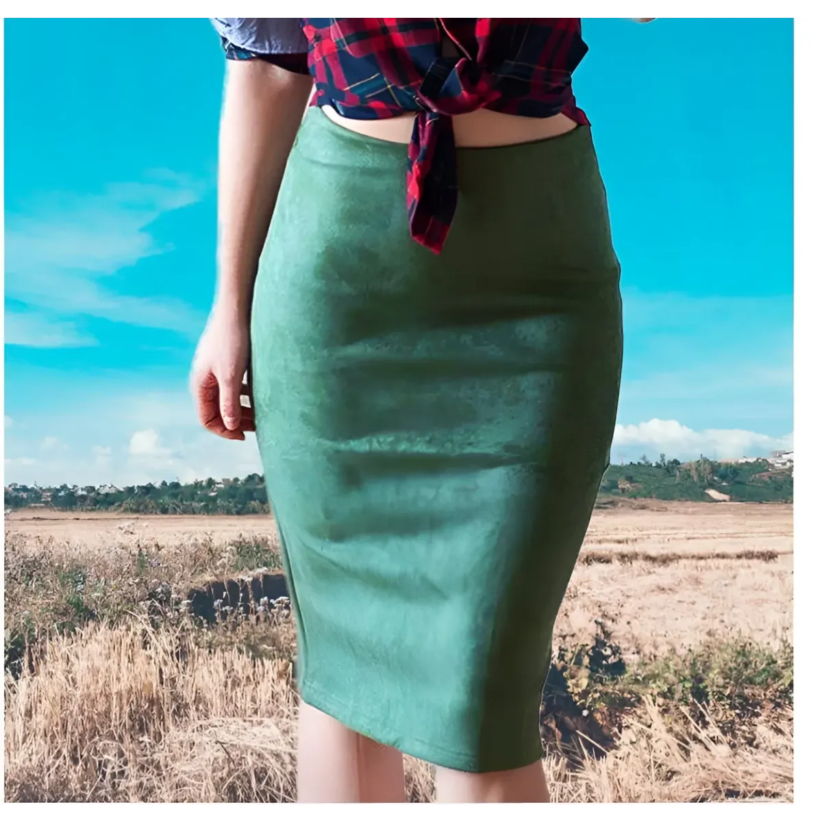 Eco-Suede Pencil Skirt