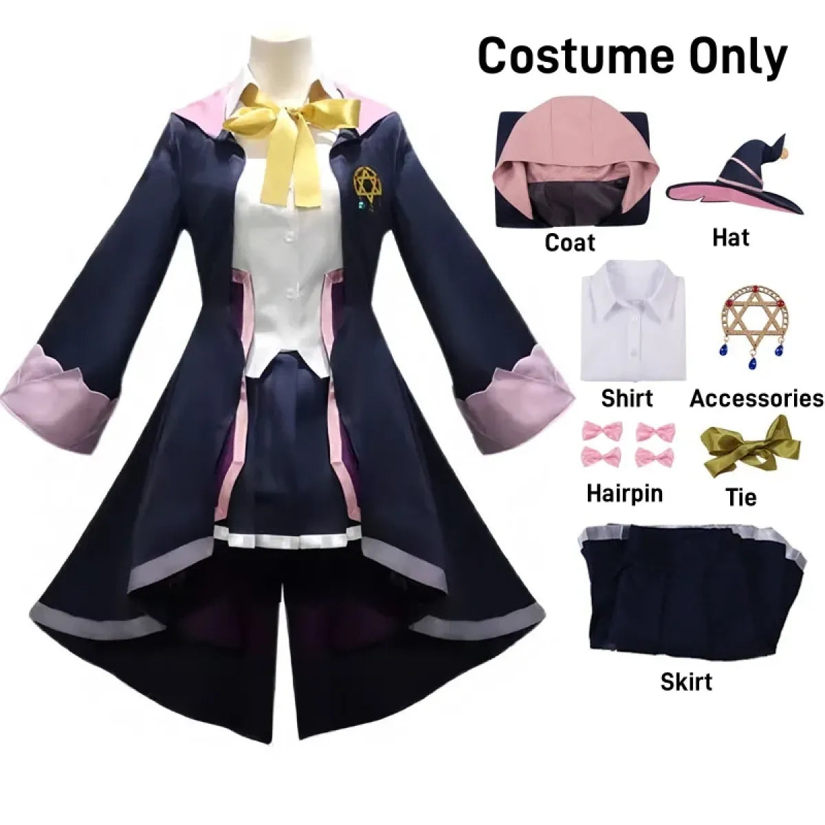The Journey of Elaina Cosplay Costume - Witch Hat, Wig, Party Dress