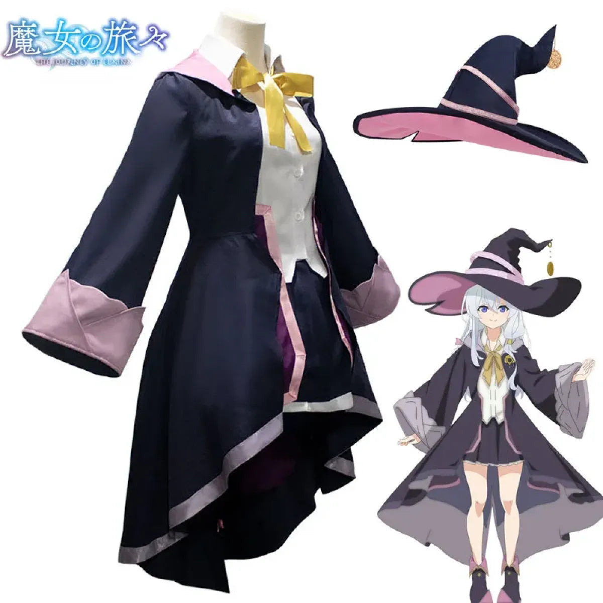 The Journey of Elaina Cosplay Costume - Witch Hat, Wig, Party Dress