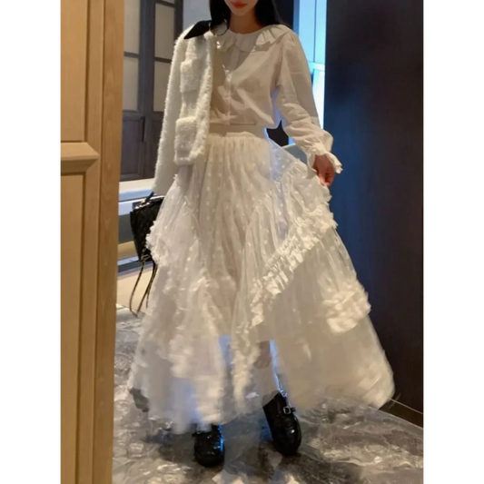 Lace Layered Long Skirt – Elegant Gothic Lolita Princess