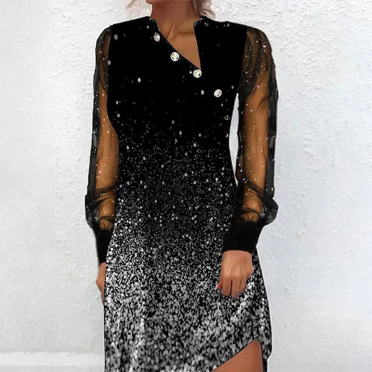 Elegant Mesh Sleeve Mini Dresses