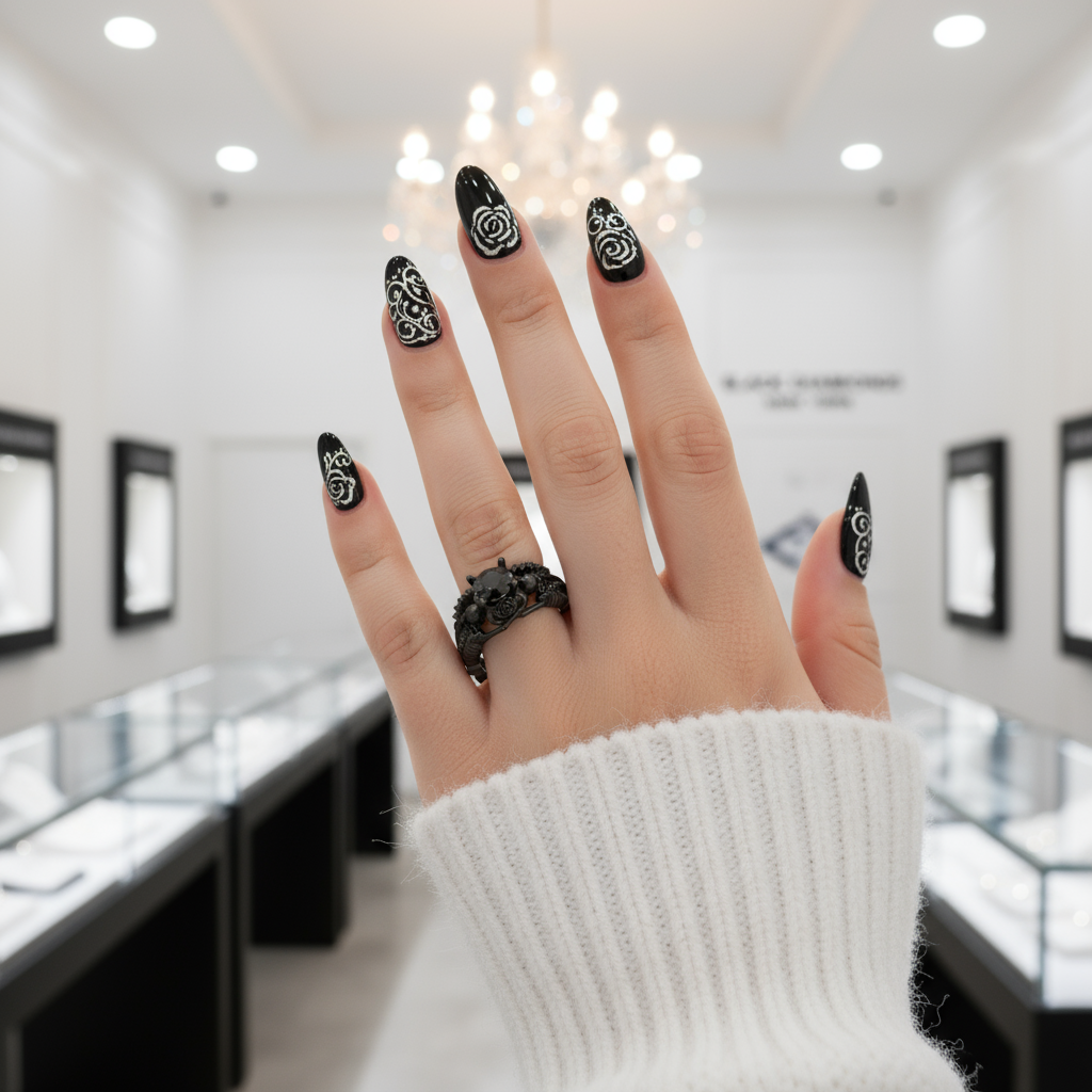 Eternal Adoration- 1.5 Carat Black Diamond Gothic Ring Set