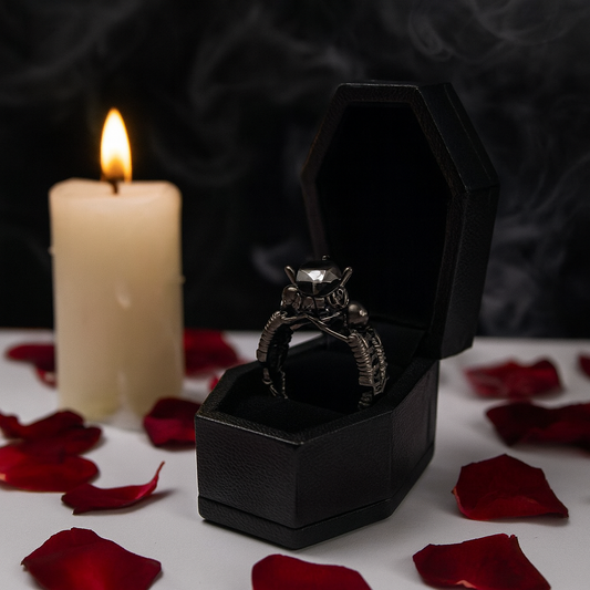 Eternal Adoration- 1.5 Carat Black Diamond Gothic Ring Set