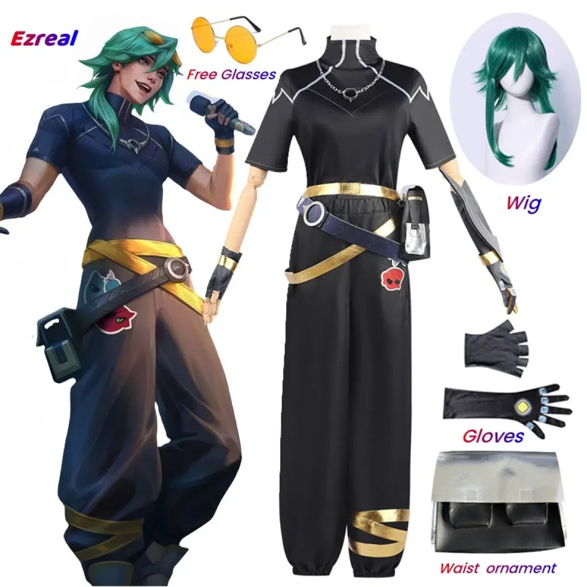 Ezreal Cosplay Costume – League of Legends Outfit with Wig & Props