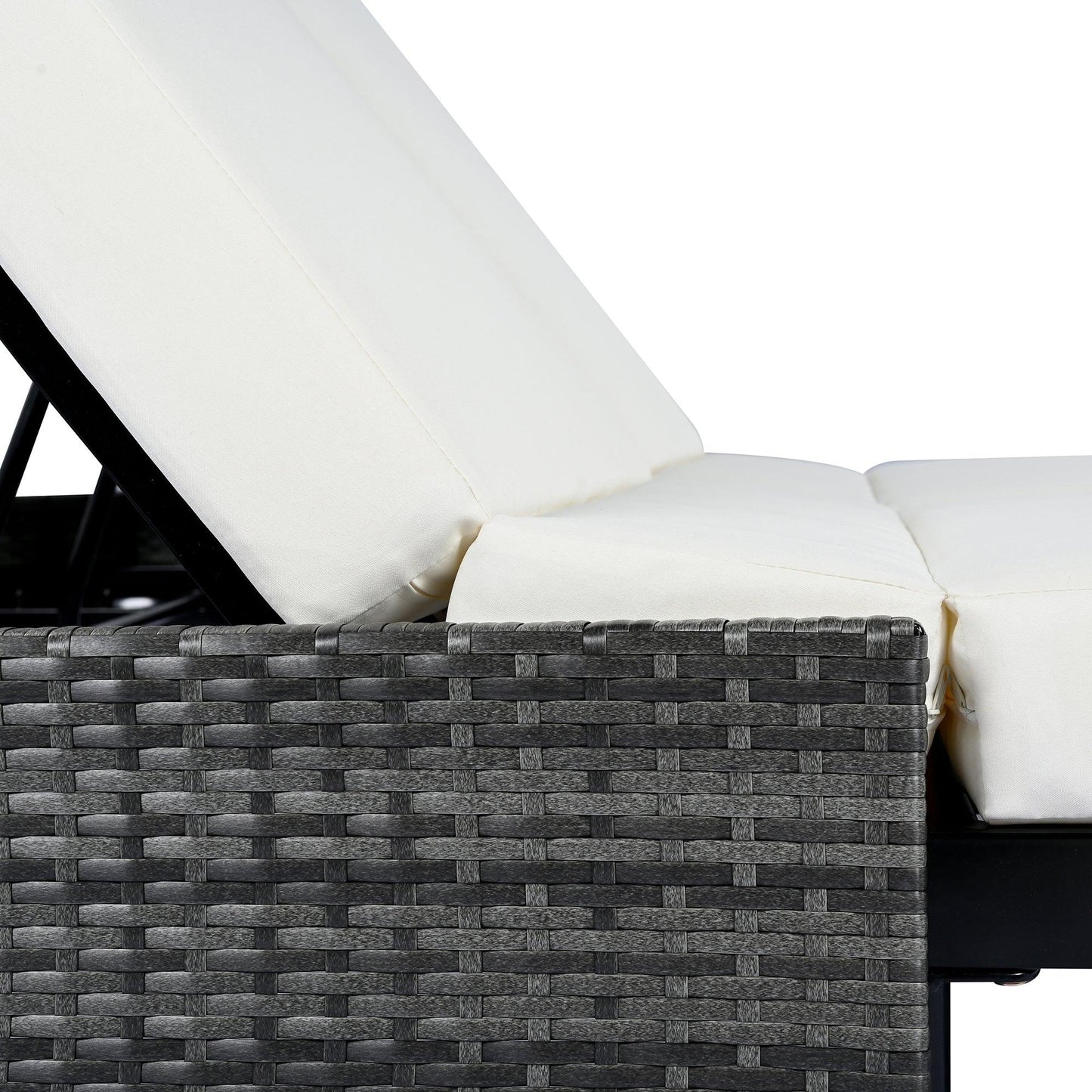 Outdoor Daybed, Patio Rattan Daybed with 5-Position Adjustable Backrest and Removable Cushions & Pillows for Garden, Backyard, Poolside