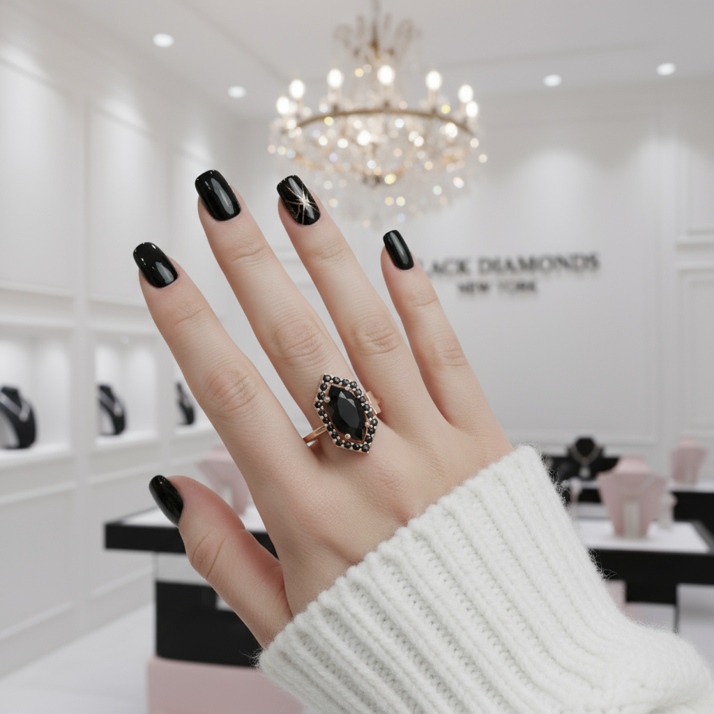 Fate- 1 Carat Black Diamond Victorian Gothic Ring