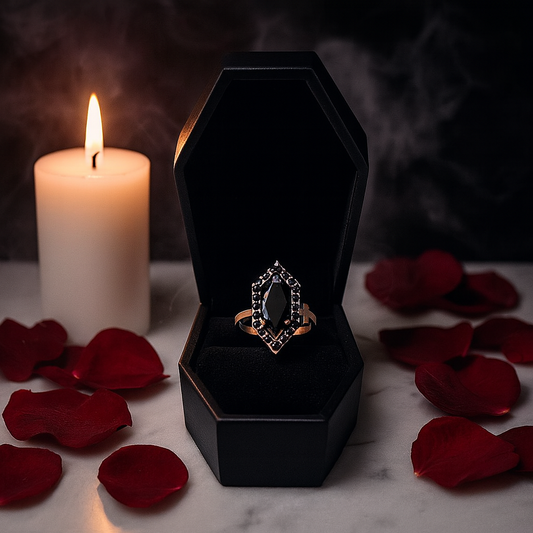 Fate- 1 Carat Black Diamond Victorian Gothic Ring