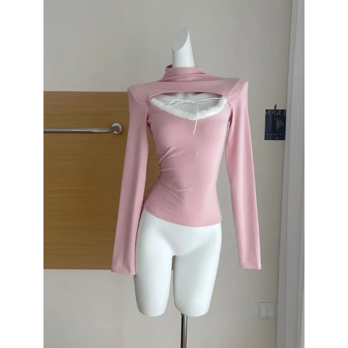 Faux Fur Trim Cutout Top – Sweet Harajuku Lace Style