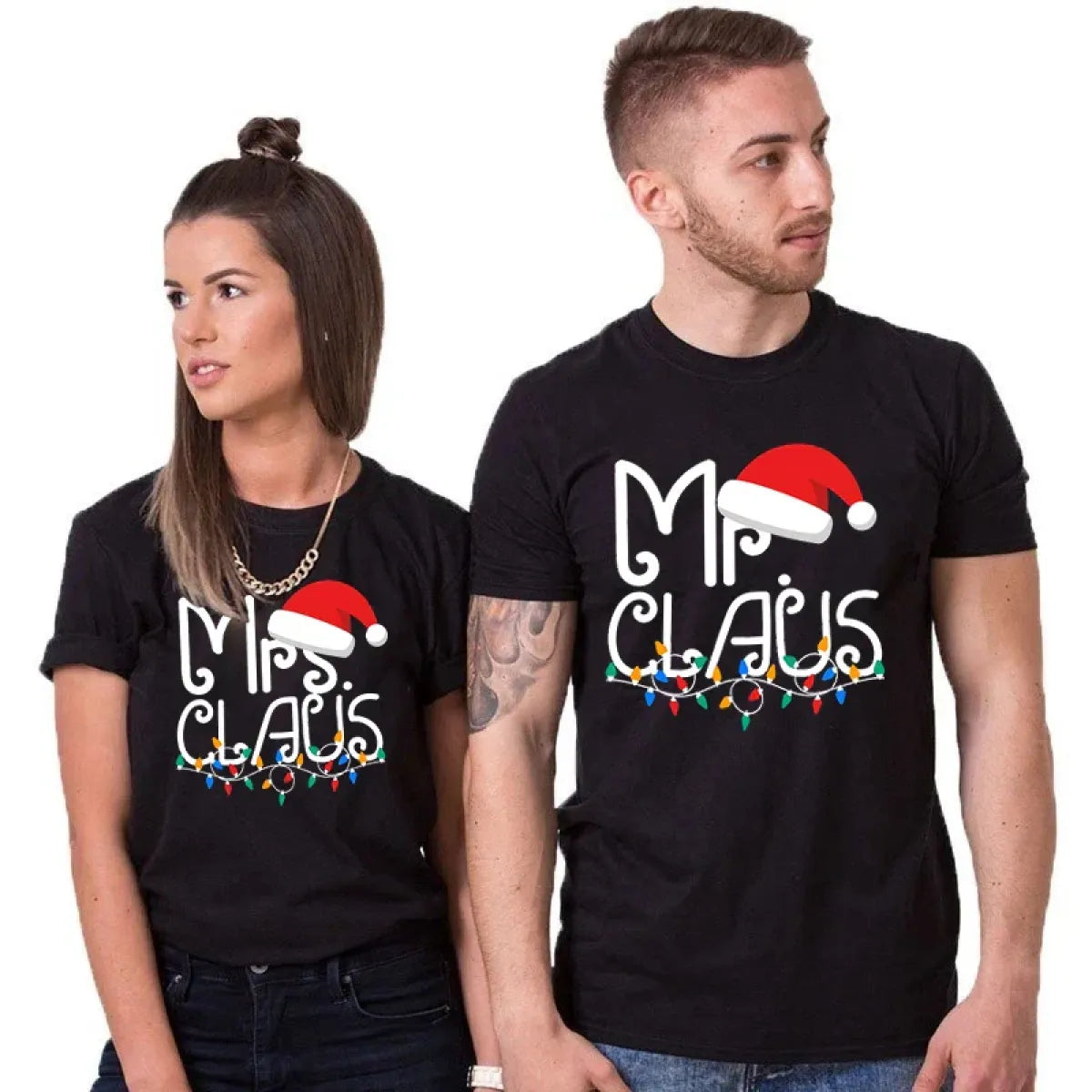Mr. Claus Christmas T-Shirt - Festive Holiday Lights Graphic Tee