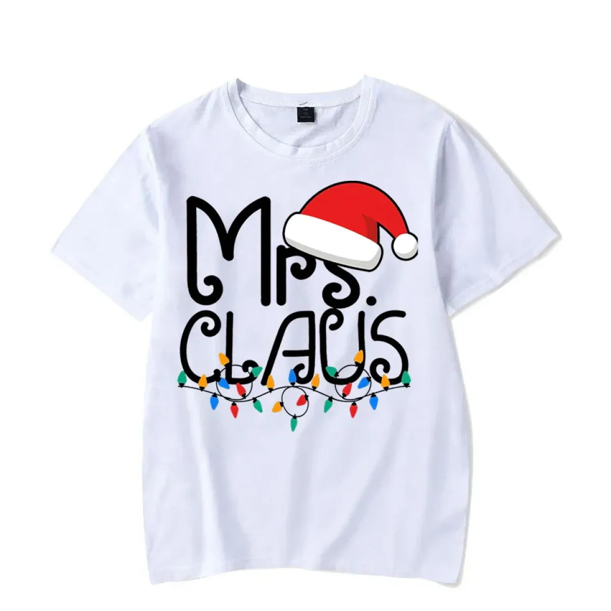 Mrs. Claus Christmas T-Shirt - Festive Holiday Lights Graphic Tee