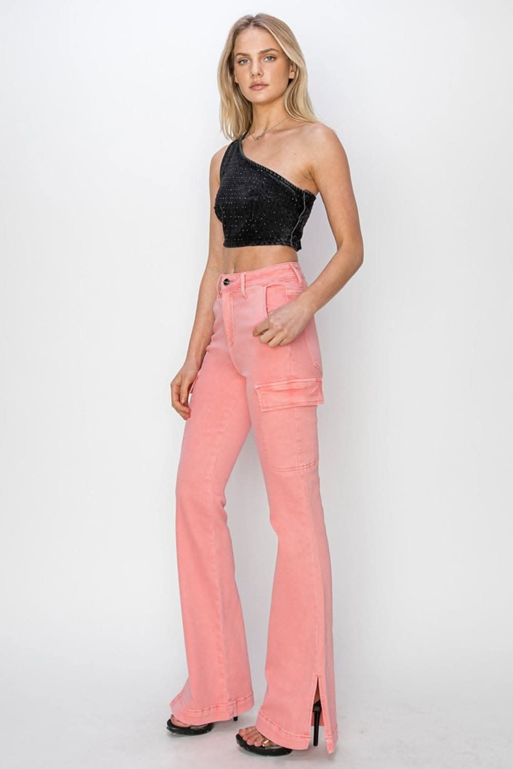 Risen high rise cargo bootcut jeans