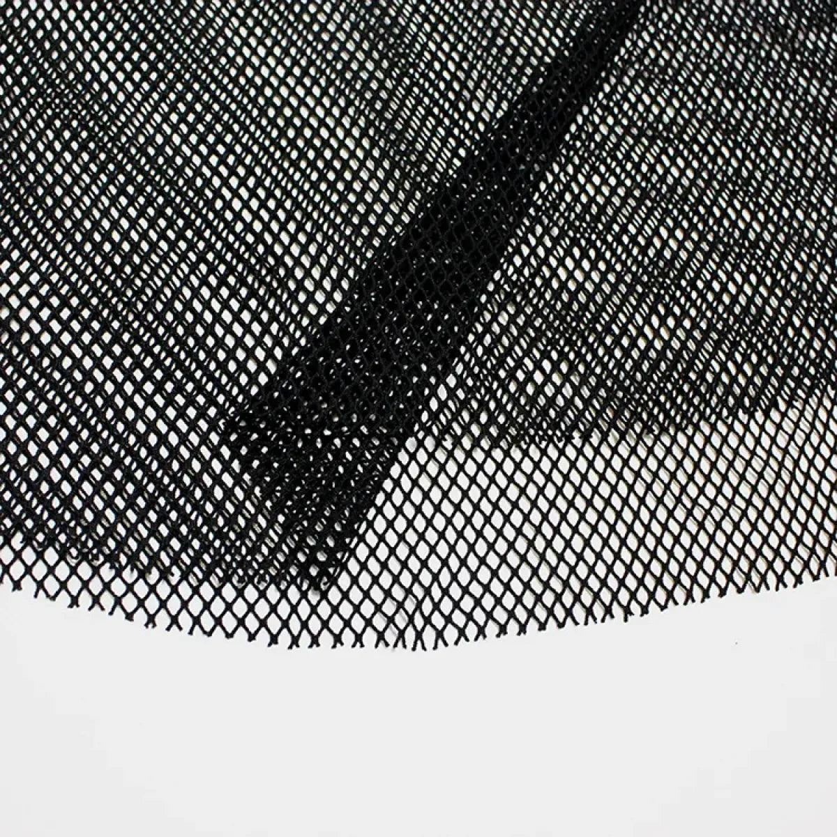 Fishnet Mesh See-through Black Shirt - Sexy Long Sleeve Tee