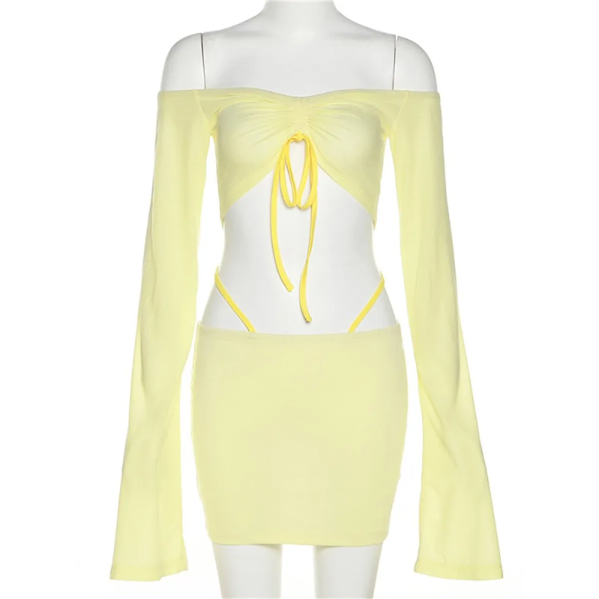 Off Shoulder Flare Crop/Skirt Club Set