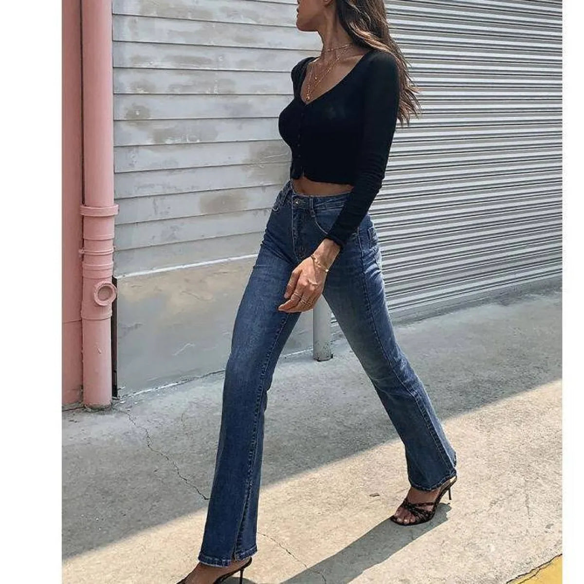 Flared High Waist Skinny Jeans