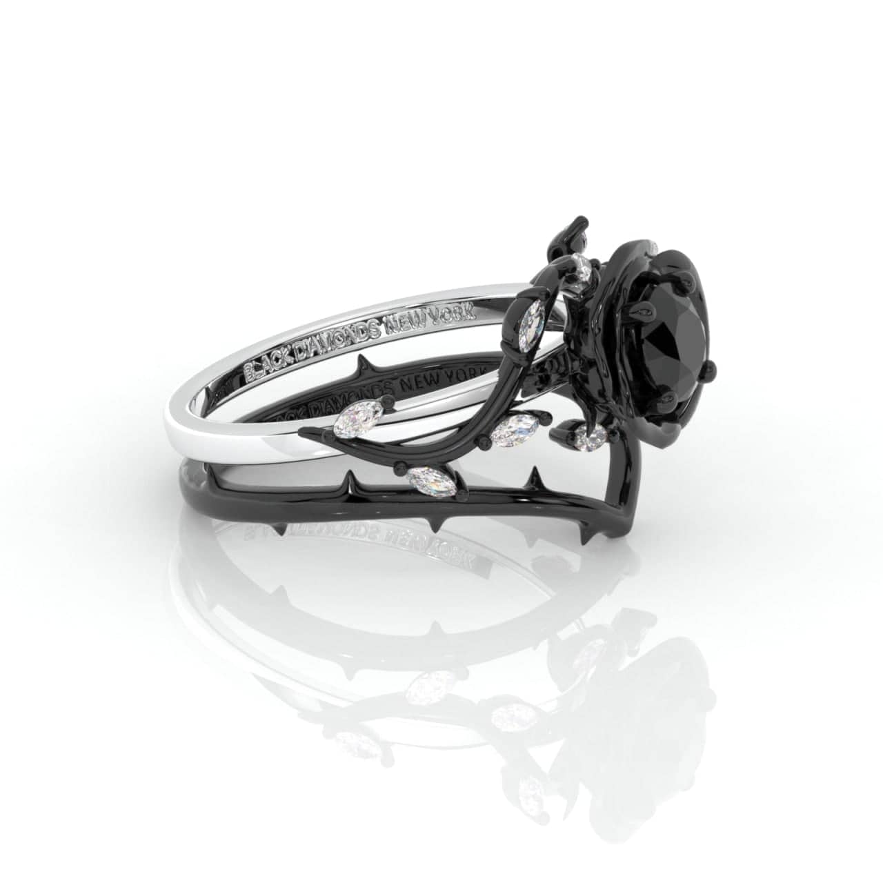 Black Rose- .50ct Round Cut Diamond Modern Goth Engagement Rings