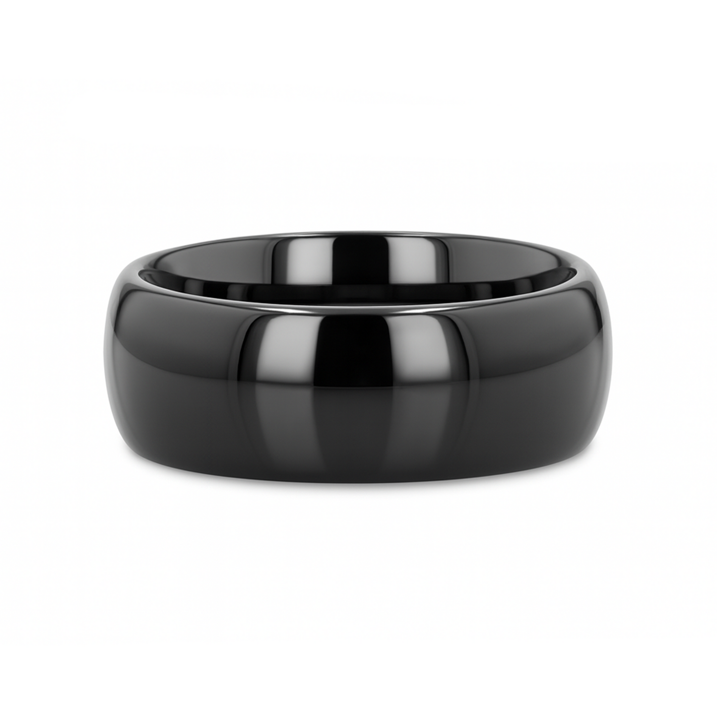 VAREN Black Titanium Polished Finish Men’s Domed Wedding Band - 8mm