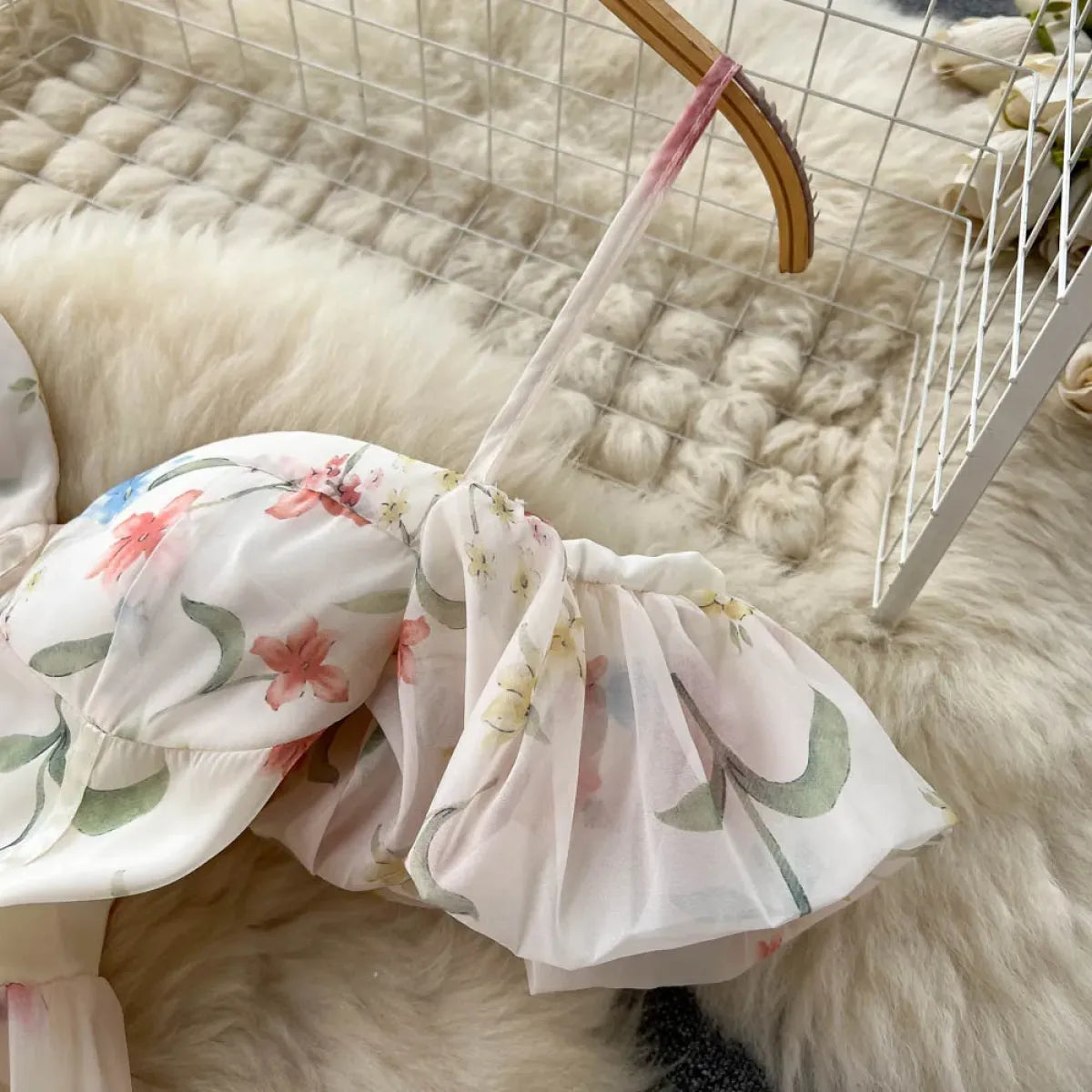 Off-Shoulder Floral Maxi Dress – Women's Summer Corset Sundress with Puff Sleeves