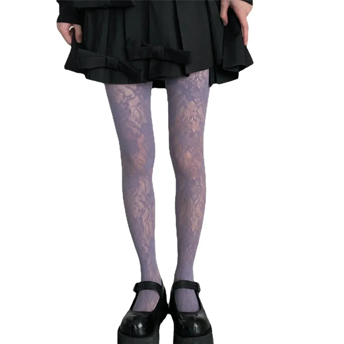 Floral Mesh Harajuku Tights – Embroidered Fishnet Pantyhose