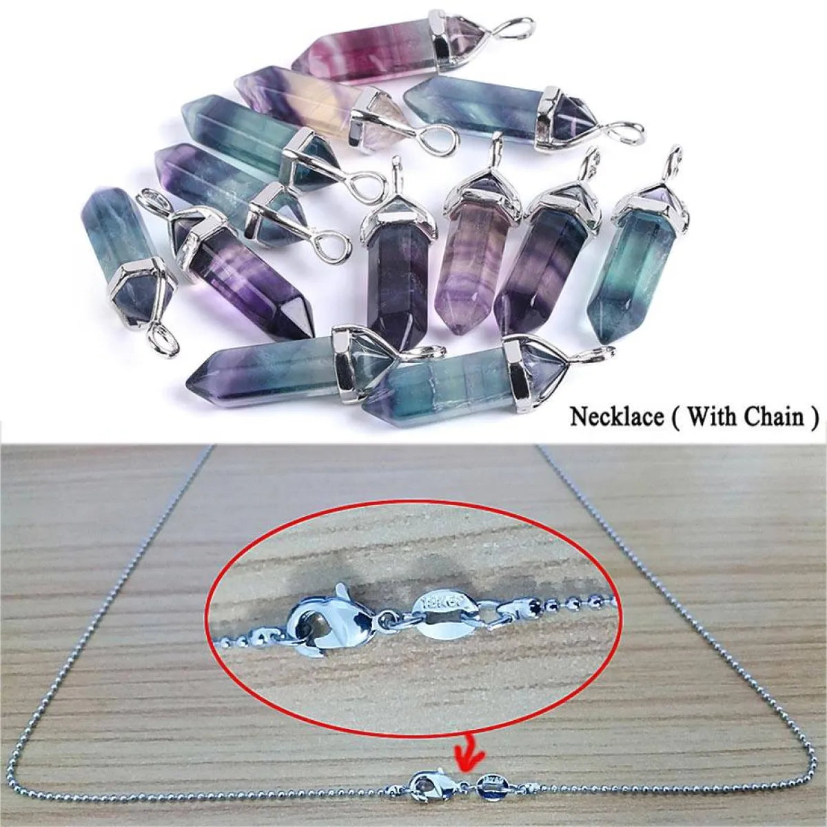 Colorful Fluorite Quartz Necklace