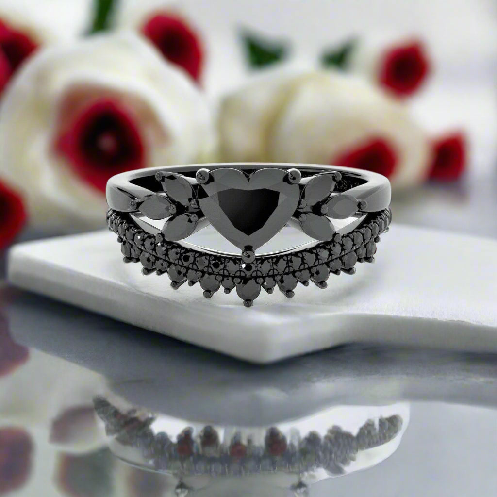 Forever In My Heart- 1.25ct Heart Cut Diamond Gothic Promise Ring