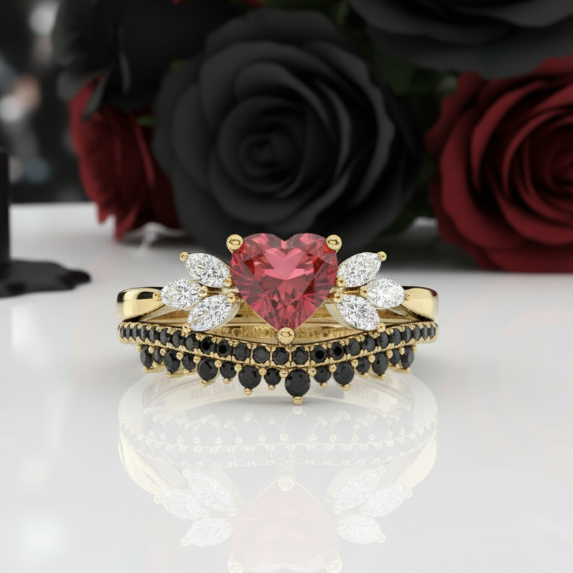 Forever In My Heart- 1.25ct Heart Cut Diamond Gothic Promise Ring