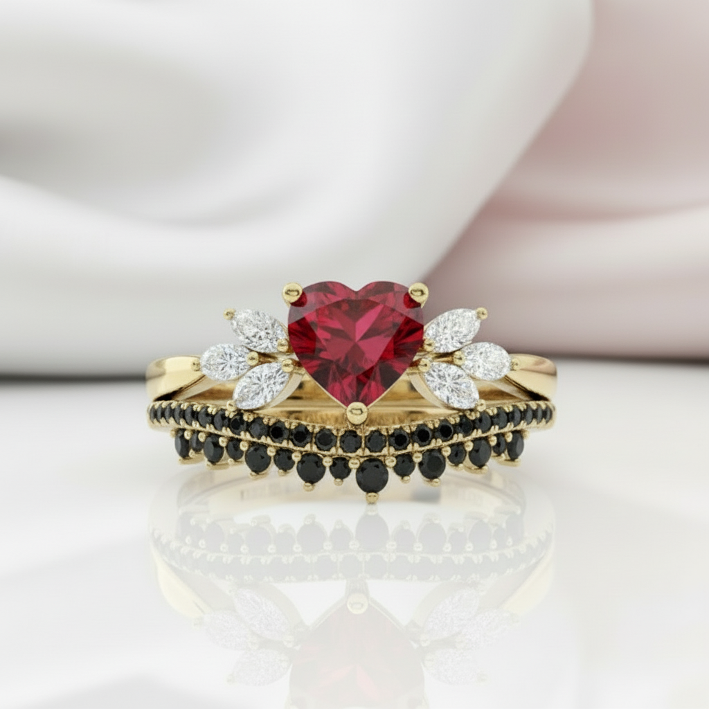 Forever In My Heart- 1.25ct Heart Cut Diamond Gothic Promise Ring