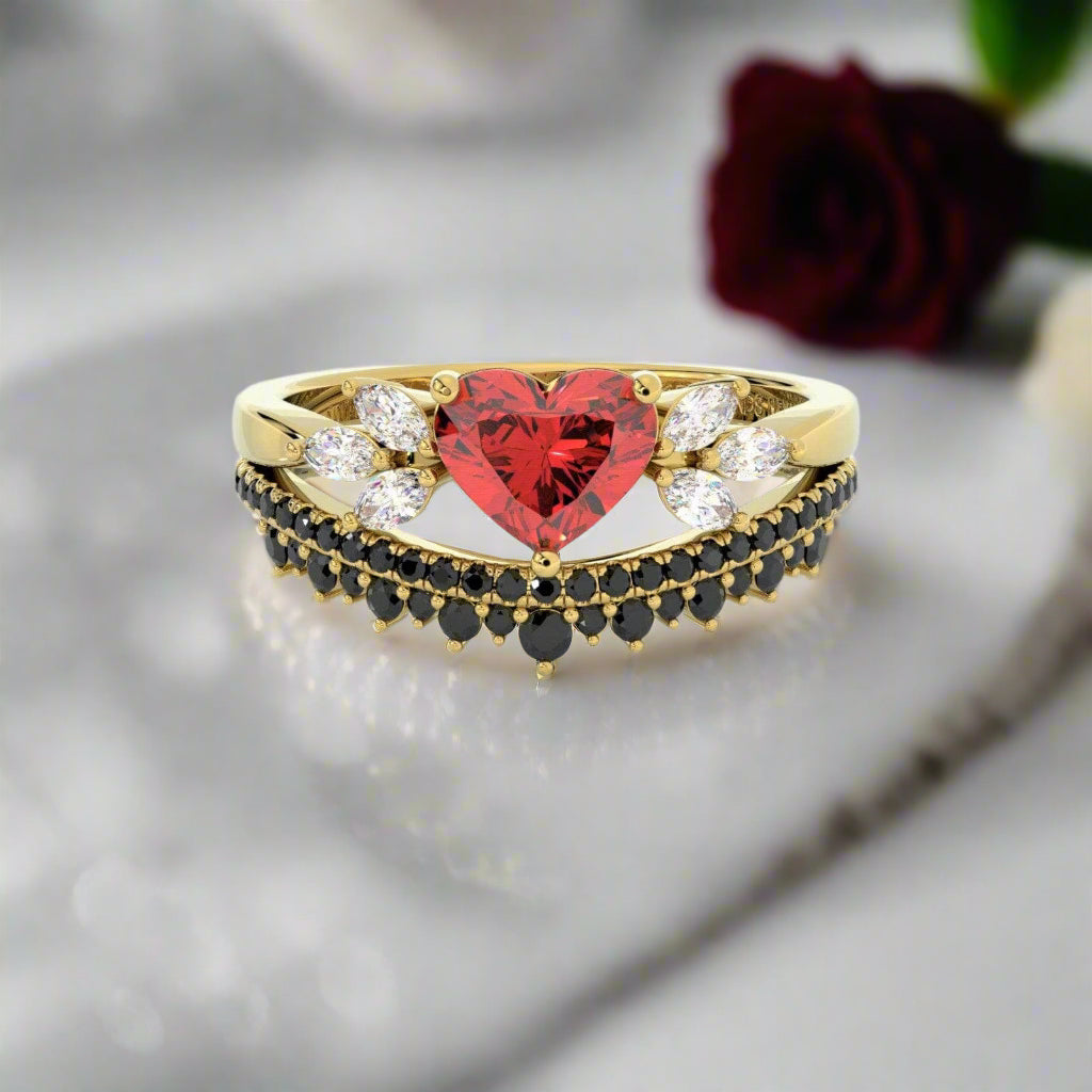 Forever In My Heart- 1.25ct Heart Cut Diamond Gothic Promise Ring
