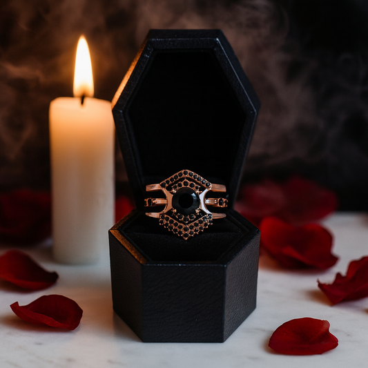 Full Moon- Radiant Celestial Moon Round Created Diamond Gothic Engagement Ring