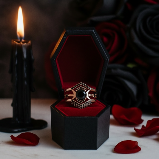Full Moon- Radiant Celestial Moon Round Created Diamond Gothic Engagement Ring