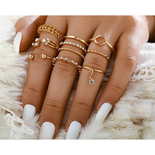 Geometric Patterned Rings Set