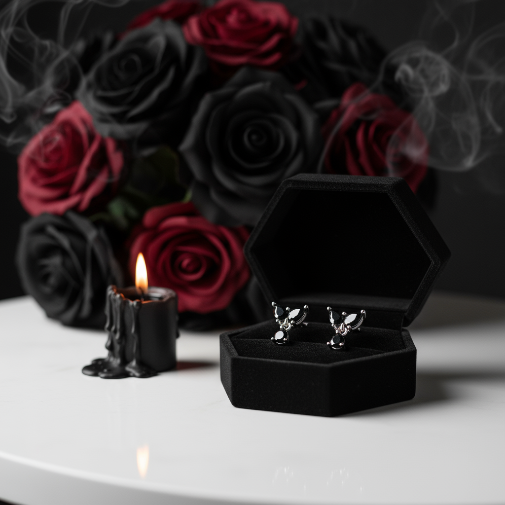 Gothic Black Diamond Earrings