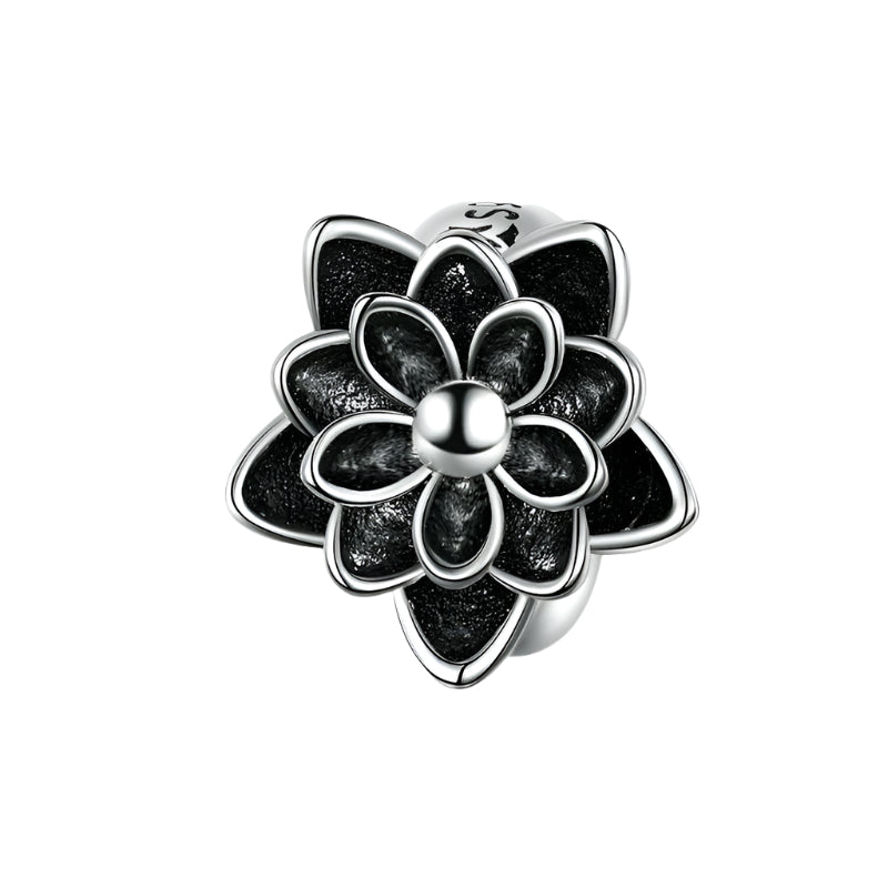 Gothic Black Flower Lotus Charm