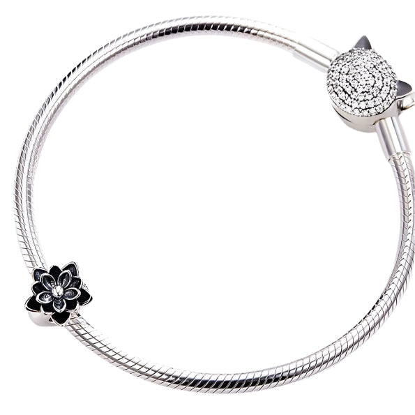 Gothic Black Flower Lotus Charm