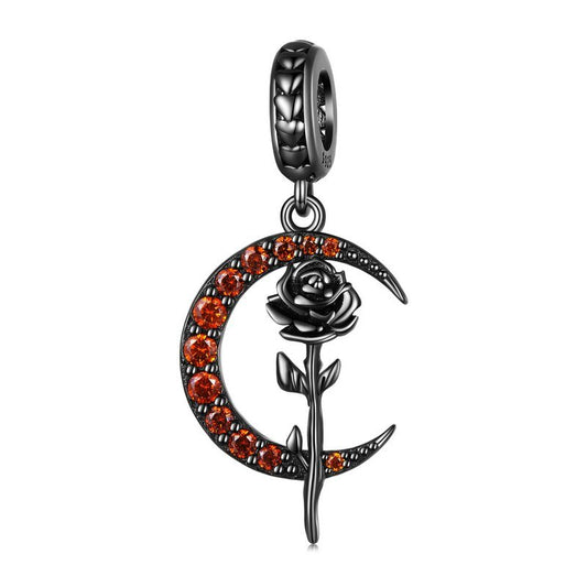 Gothic Black Moon Rose & Butterfly Charm Series