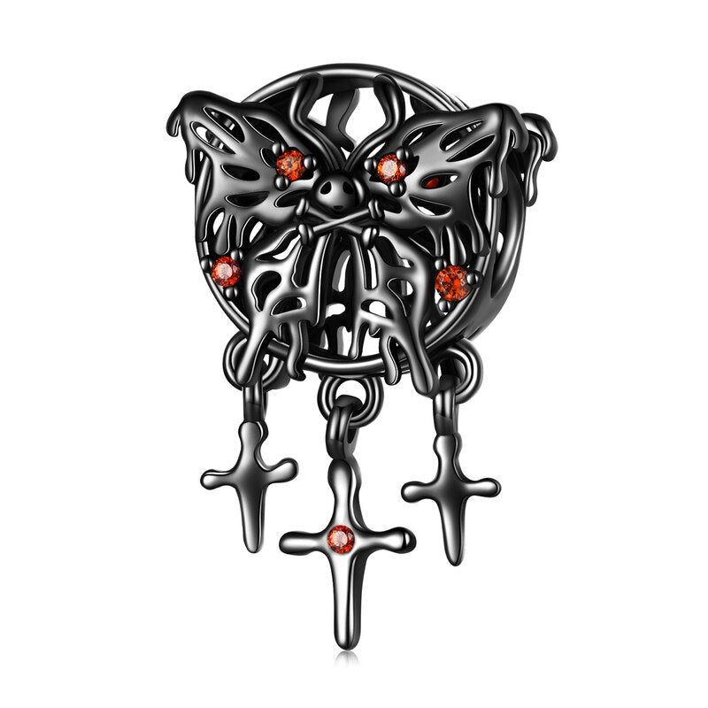 Gothic Black Moon Rose & Butterfly Charm Series