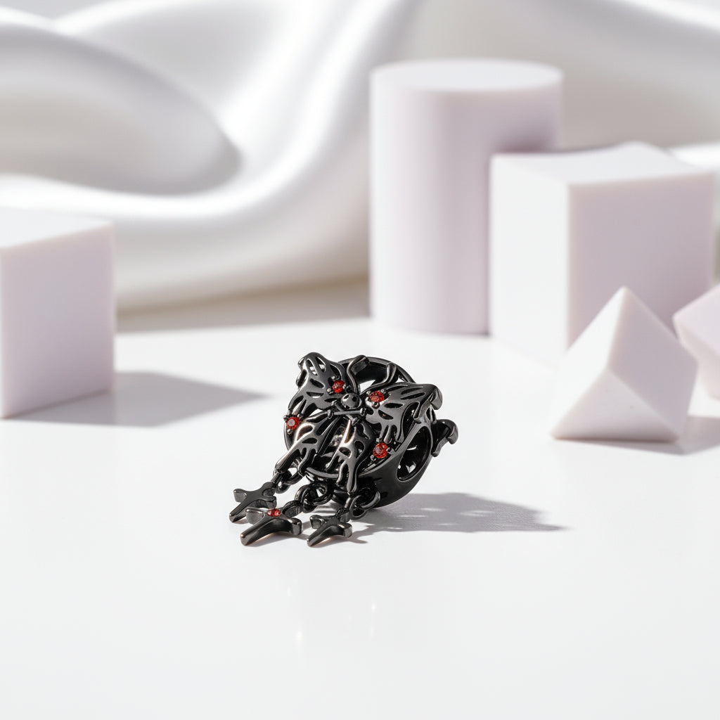 Gothic Black Moon Rose & Butterfly Charm Series