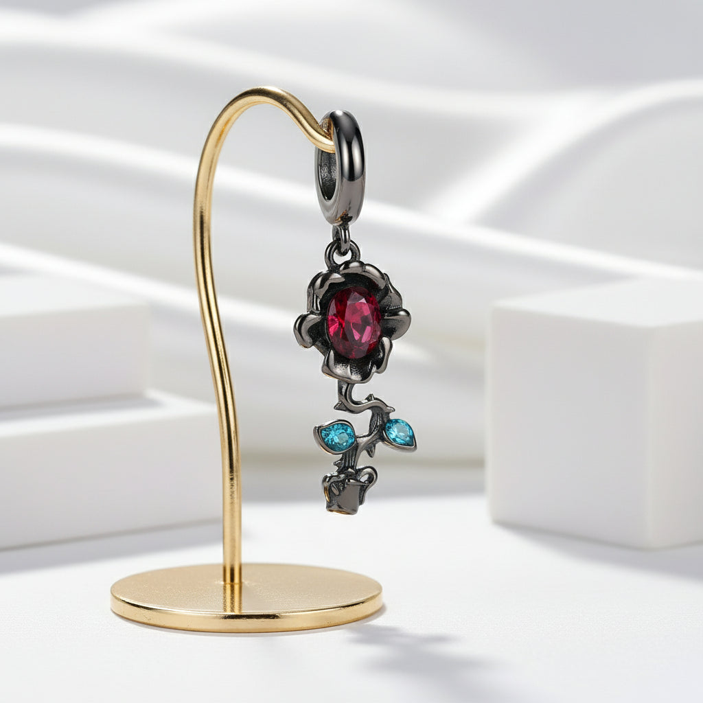 Gothic Black Moon Rose & Butterfly Charm Series