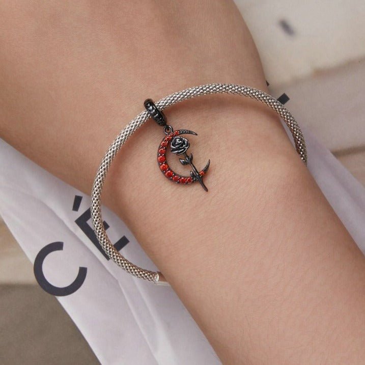 Gothic Black Moon Rose & Butterfly Charm Series