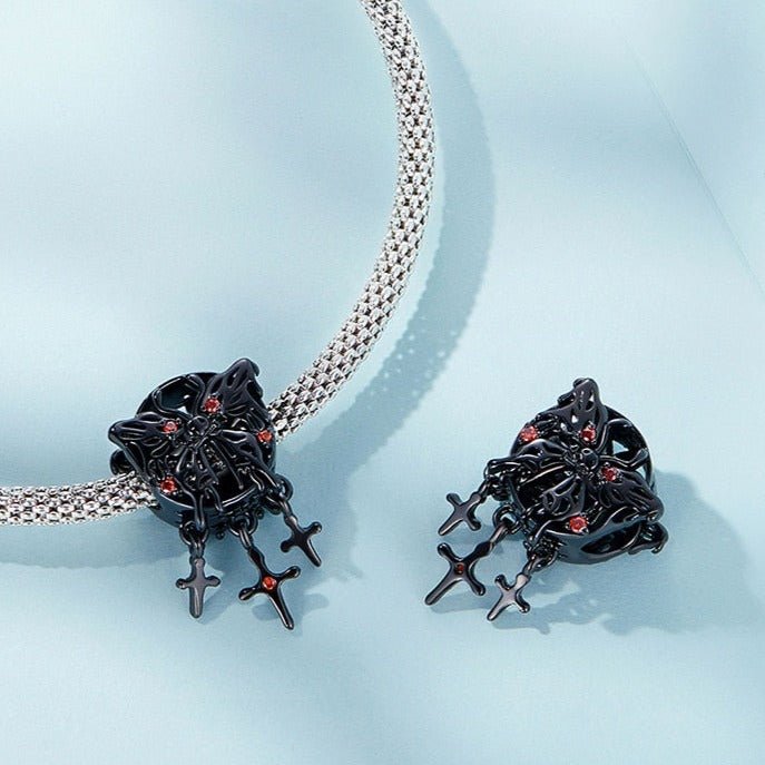Gothic Black Moon Rose & Butterfly Charm Series